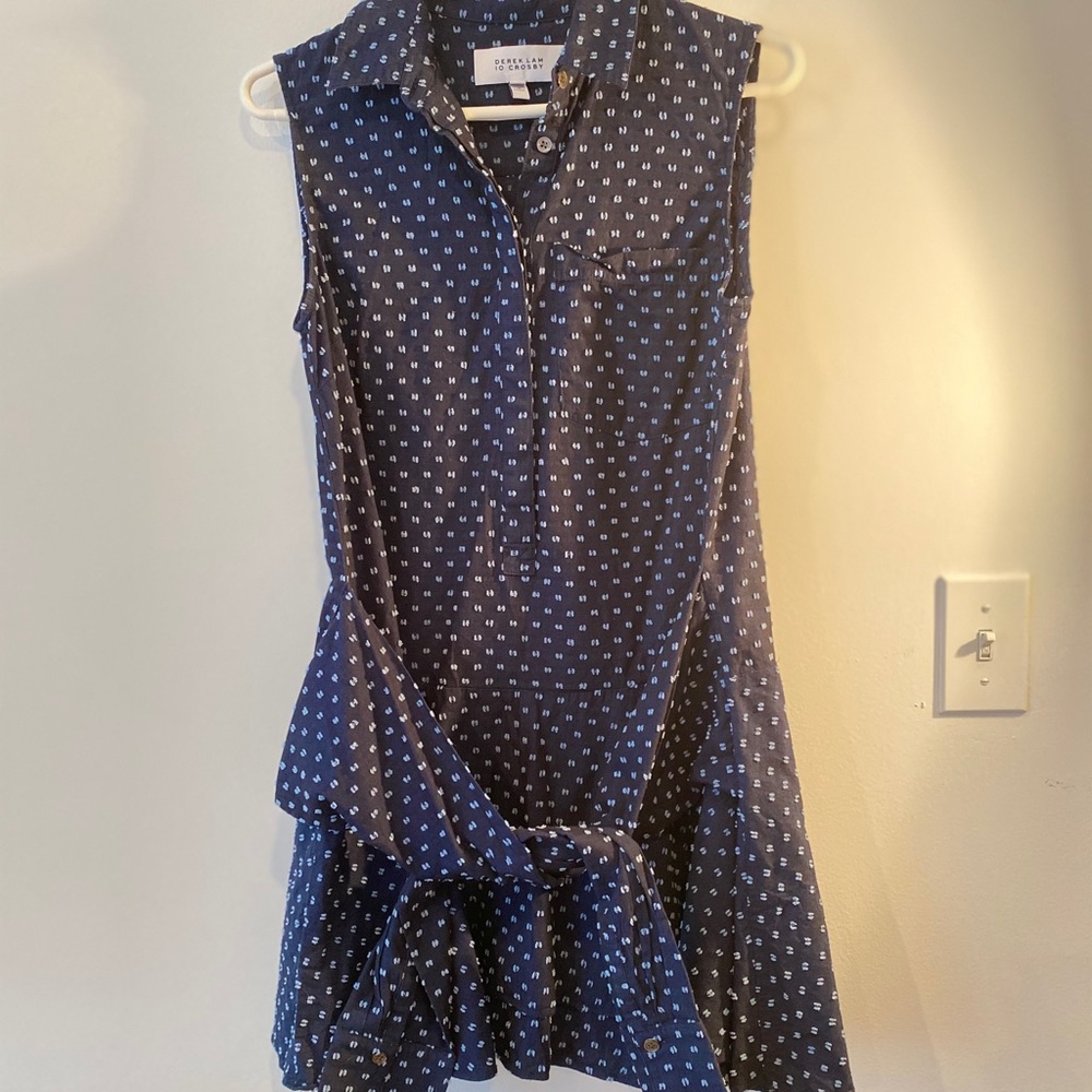 Derek Lam 10 Crosby blue tie waist shirt dress